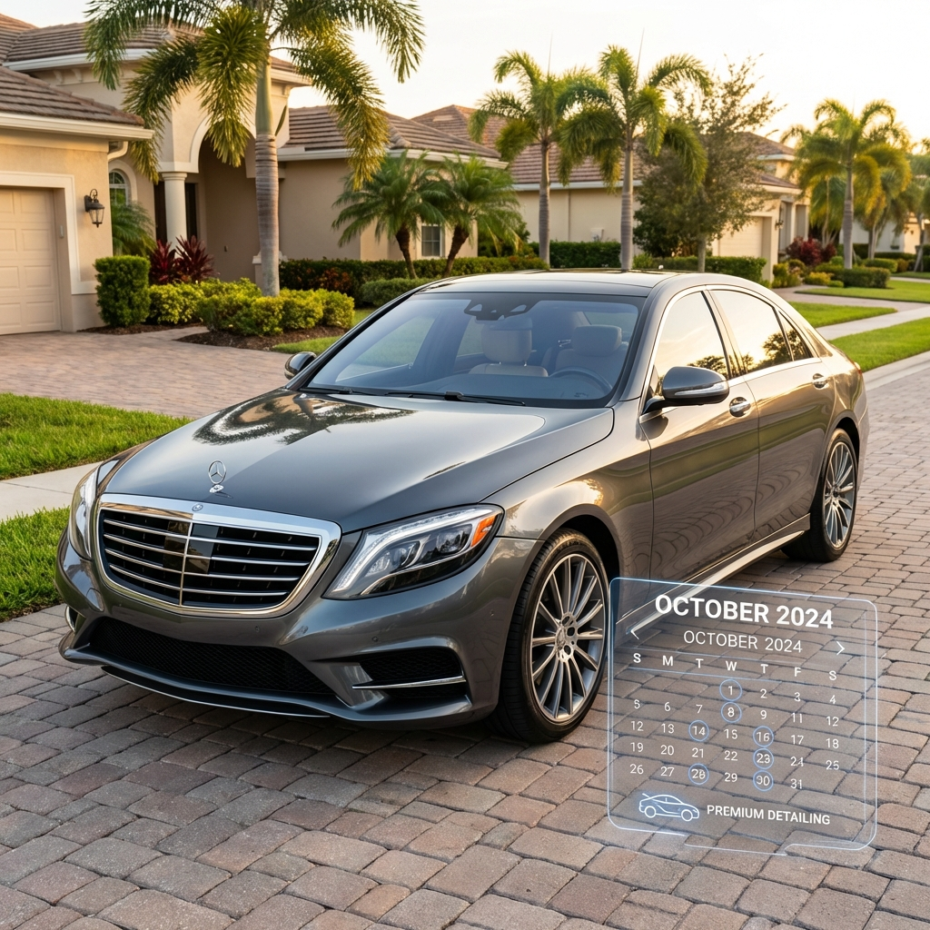 Clean car in driveway